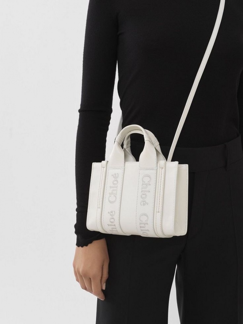 Chloe Woody Tote 1 Mini Bags White | CHE-SR13681