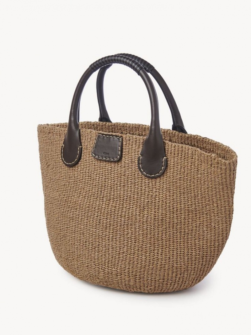 Chloe X Eres Palma Large Basket Tote Bags Somber Brown | CHE-SR13336