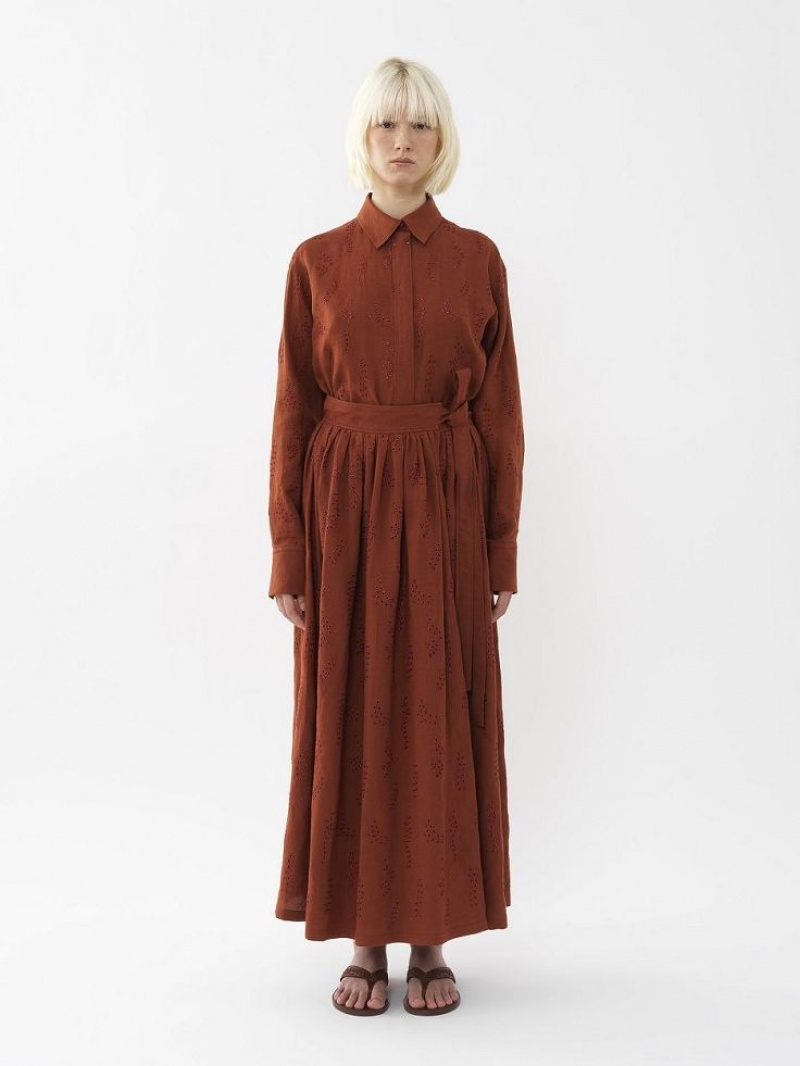 Chloe X Eres Paloma Long Wrap Skirts Red Ochre | CHE-SR14082