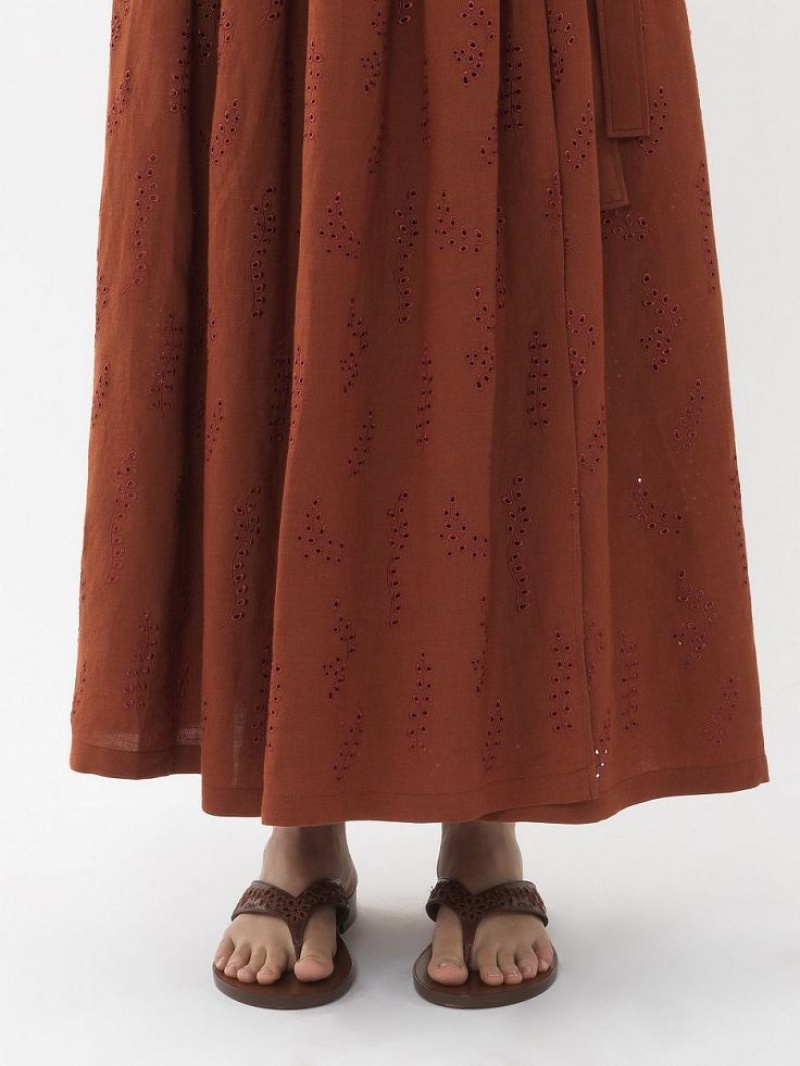 Chloe X Eres Paloma Long Wrap Skirts Red Ochre | CHE-SR14082