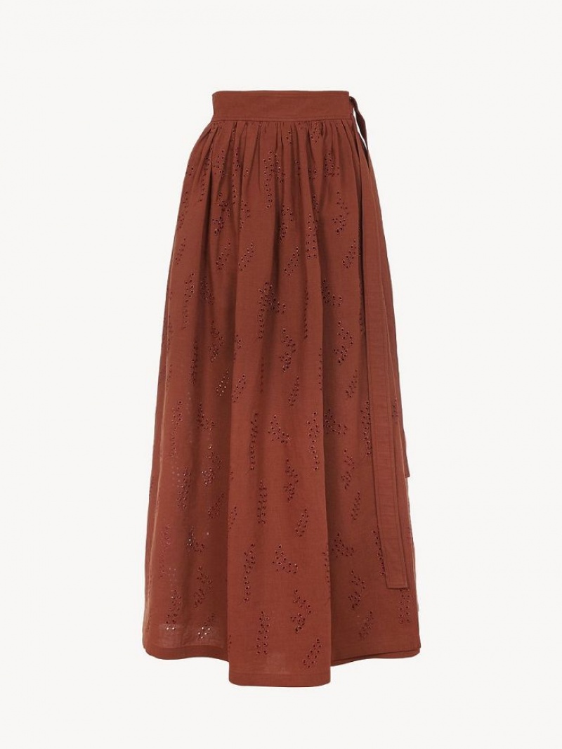 Chloe X Eres Paloma Long Wrap Skirts Red Ochre | CHE-SR14082